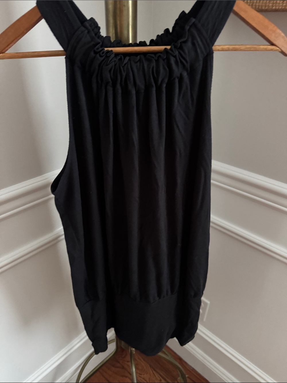 Express Black Sleeveless Ruched Neck Tank Top